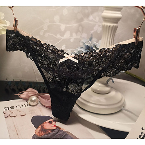 

Women's Lace G-strings & Thongs Panties Low Waist Black White Purple One-Size