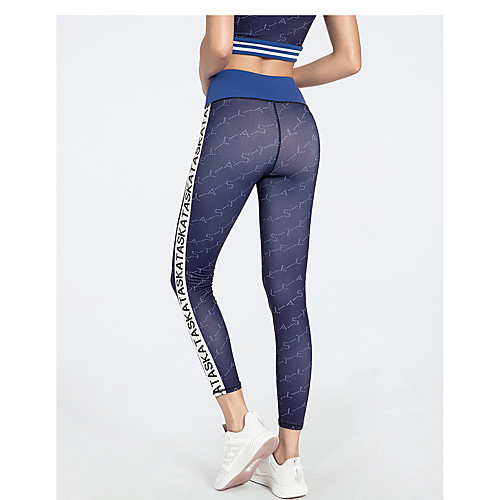 

Women's Sporty / Basic Legging - Geometric / Solid Colored, Print High Waist Navy Blue S M L