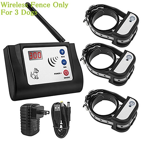 

Electric Rechargeable Waterproof Pet Dog Wireless Fence Pet Containment System Safe & Easy to Install Beep Virbation Shock for 3 Dogs