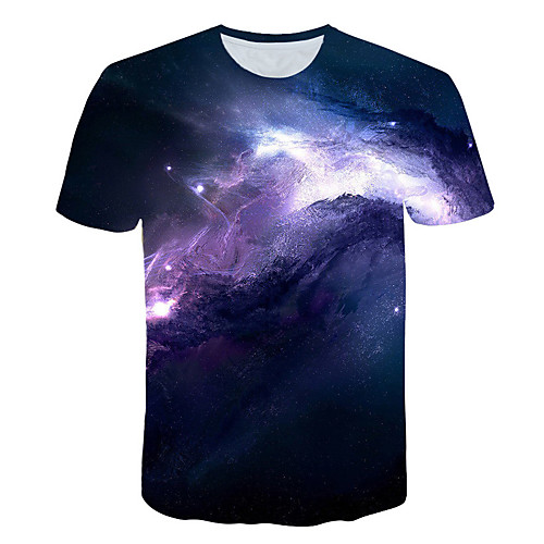 

Men's Daily Sports Basic / Exaggerated T-shirt - Galaxy / Color Block / 3D Print Rainbow