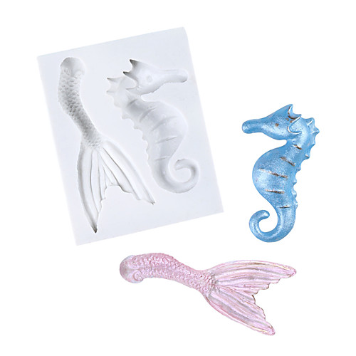 

Marine series seahorse fishtail chocolate mold fondant cake silicone mold baking utensils