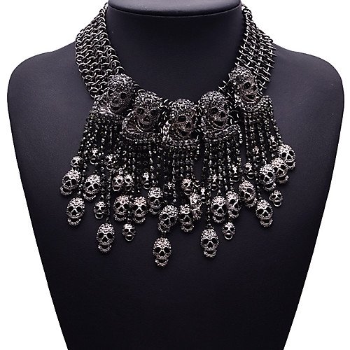 

Women's Black Red Chain Necklace Statement Necklace Necklace Twisted Skull Statement Vintage Punk Oversized Silver Plated Chrome Imitation Diamond Black 45 cm Necklace Jewelry 1pc For Prom Street