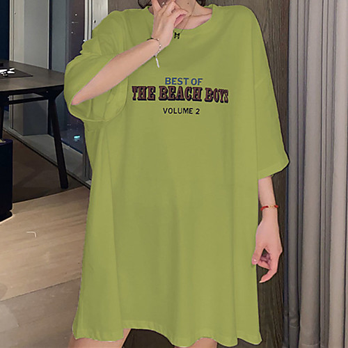 

Women's Daily Basic T-shirt - Letter Print Green