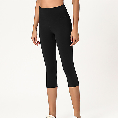 

Women's High Waist Yoga Pants Solid Color Purple Dark Purple Army Green Light Purple Burgundy Elastane Running Gym Workout 3/4 Tights Sport Activewear Breathable Soft Butt Lift Tummy Control Stretchy