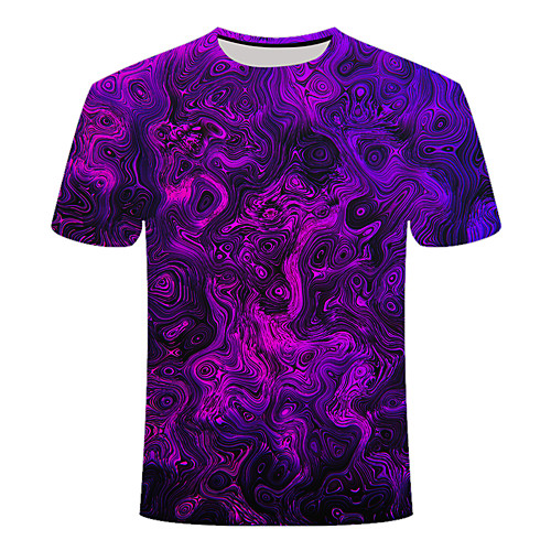 

Men's Daily Going out Basic T-shirt - 3D / Visual Deception Print Purple
