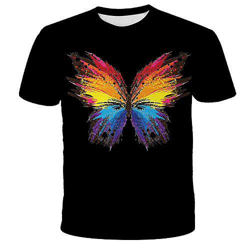 

Men's Daily Holiday Street chic / Exaggerated T-shirt - 3D / Tie Dye / Animal Print Black