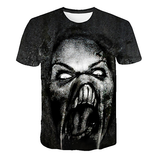 

Men's Daily Sports Street chic / Exaggerated T-shirt - 3D / Skull Print Black