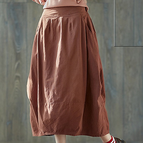 

Women's A Line Skirts - Solid Colored Army Green Red Black One-Size