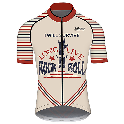 

21Grams Men's Short Sleeve Cycling Jersey 100% Polyester Black / Red Australia Bike Jersey Top Mountain Bike MTB Road Bike Cycling UV Resistant Breathable Quick Dry Sports Clothing Apparel / Stretchy