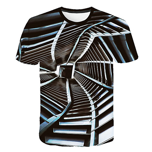 

Men's Daily Sports Street chic / Exaggerated T-shirt - Geometric / Color Block / 3D Print Silver