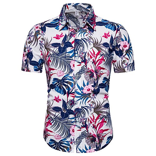 

Men's Daily Going out Basic / Exaggerated T-shirt - Floral / 3D Blue