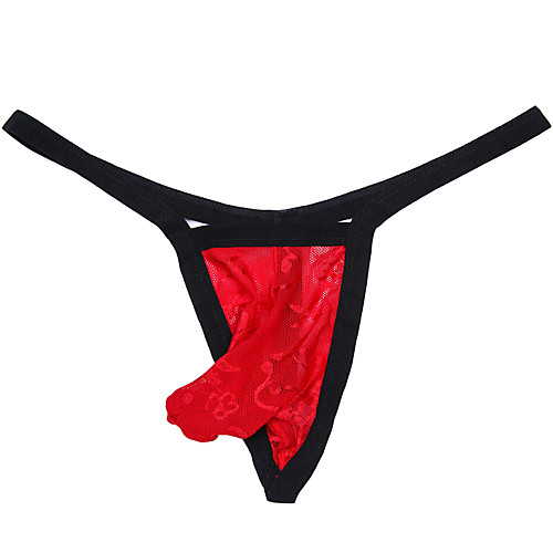 

Men's Lace G-string Underwear - Normal Low Waist Black Purple Blue M L XL