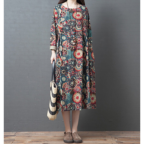 

Women's Green Dress Loose Print M L Loose