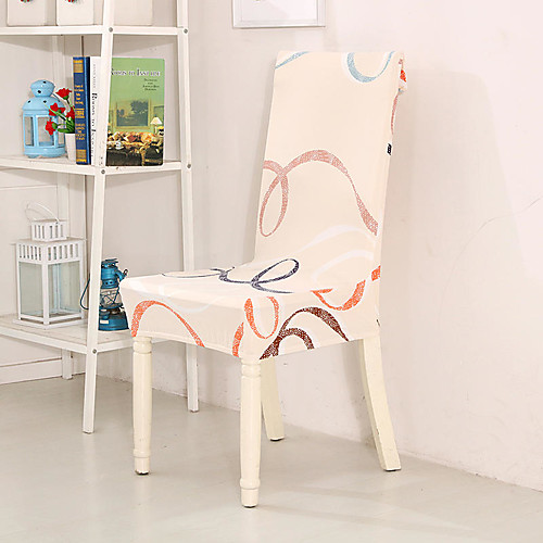 

Coloured Ribbon Print Very Soft Chair Cover Stretch Removable Washable Dining Room Chair Protector Slipcovers Home Decor Dining Room Seat Cover