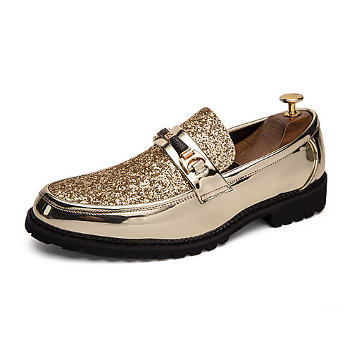 

Men's Patent Leather Spring & Summer British Loafers & Slip-Ons Walking Shoes Non-slipping Gold / Silver / Black / Square Toe