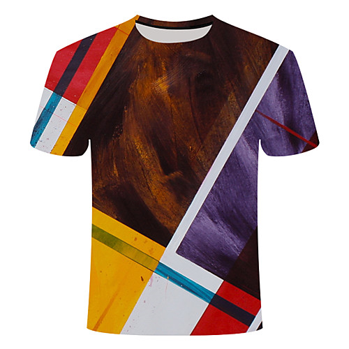 

Men's Daily Going out Basic T-shirt - Color Block / 3D Print Camel