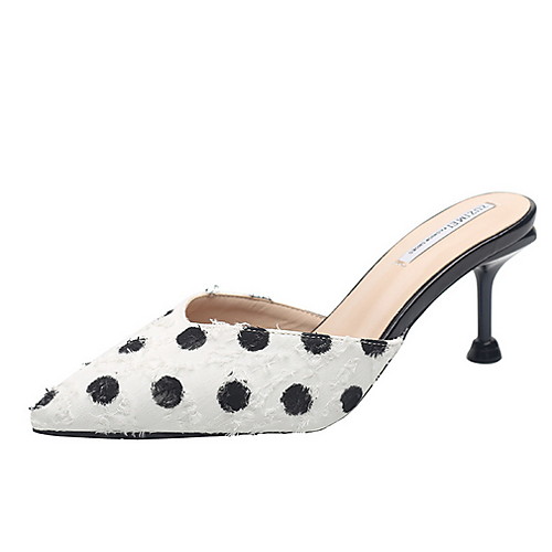 

Women's Clogs & Mules Stiletto Heel Round Toe Suede Spring & Summer Black / White