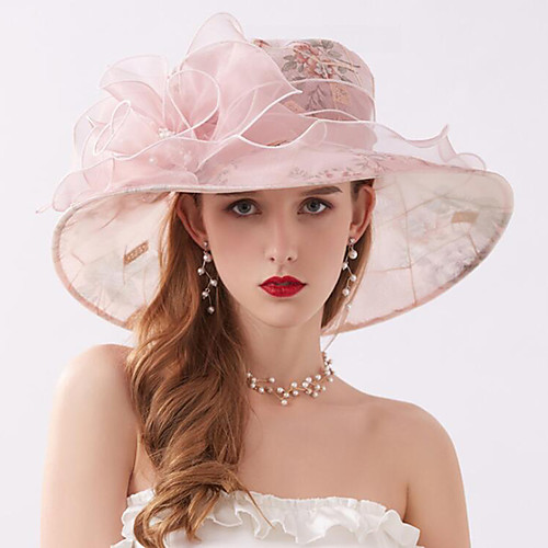 

Vintage Style Fashion Tulle / Organza Hats / Headwear with Bowknot / Printing / Flower 1 Piece Wedding / Outdoor Headpiece
