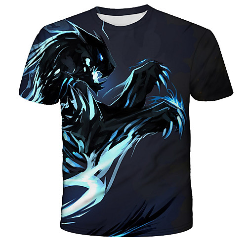 

Men's Daily Holiday Street chic / Exaggerated T-shirt - 3D / Tie Dye / Animal Wolf, Print Rainbow