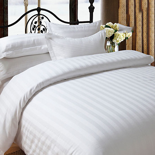 

Duvet Cover Sets 4 Piece Linen / Cotton Solid Colored White Printed Simple