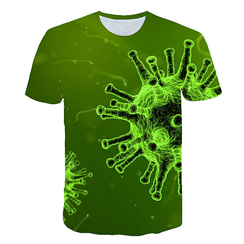 

Men's Daily Sports Street chic / Exaggerated T-shirt - Color Block / 3D / Abstract Print Green