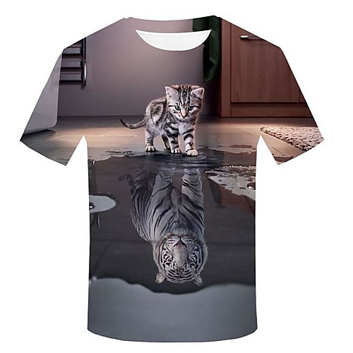 

Men's EU / US Size Graphic Animal Print T-shirt Punk & Gothic Exaggerated Daily Holiday Round Neck Gray / Short Sleeve