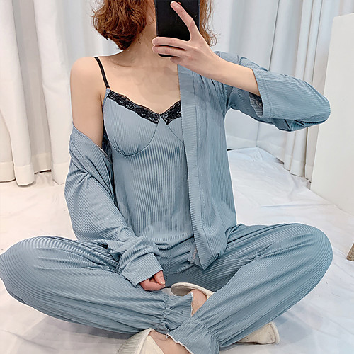 

Women's Deep V Ultra Sexy Pajamas Striped