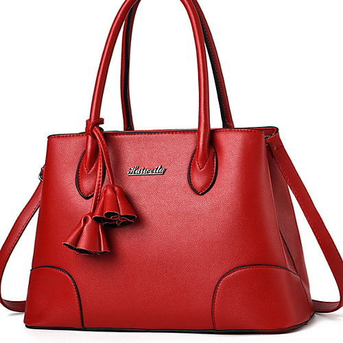 

Women's Zipper PU Top Handle Bag Solid Color Dusty Rose / Red / Brown