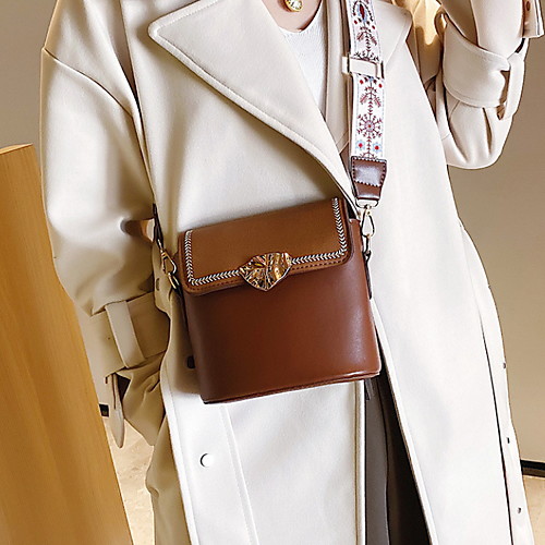 

Women's Zipper PU Crossbody Bag Embroidery Red / Khaki / Brown