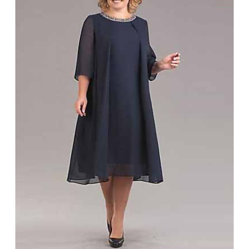 

Women's Plus Size Red Black Dress Elegant Sophisticated Chiffon Solid Colored Sequins S M Loose