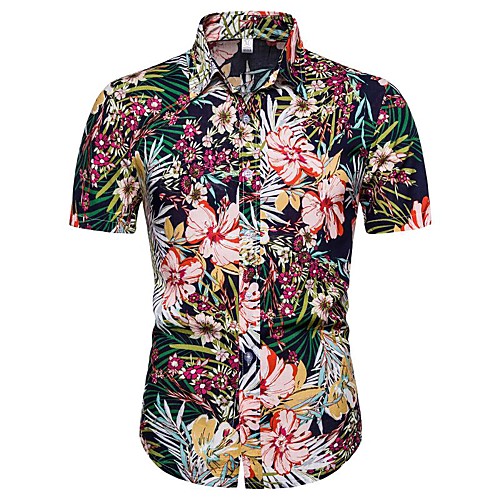 

Men's Daily Going out Basic / Exaggerated T-shirt - Floral / 3D Rainbow