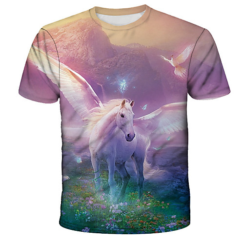 

Men's Daily Holiday Street chic / Exaggerated T-shirt - 3D / Tie Dye / Animal Print Rainbow