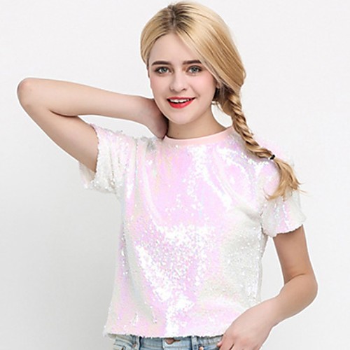 

Women's Daily T-shirt - Solid Colored Blushing Pink