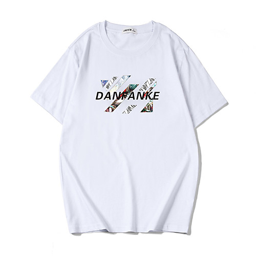 

Men's Daily Sports Business / Basic T-shirt - Rainbow / Letter Black & White, Print Black