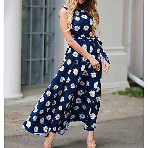 

Women's Maxi Red Blue Dress Maxi Dress Spring Beach A Line Floral S M