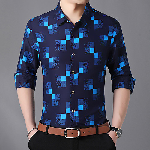 

Men's Daily Weekend Basic / Elegant Shirt - Color Block / 3D White