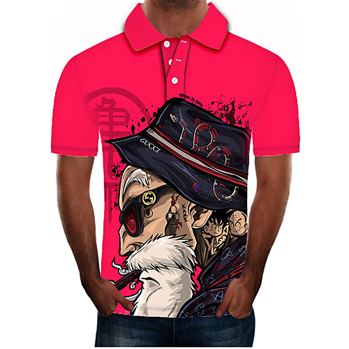 

Men's Daily Going out Street chic / Exaggerated Polo - Color Block / 3D / Graphic Red