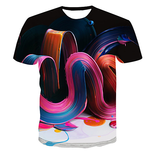 

Men's Club Weekend Street chic / Punk & Gothic T-shirt - Color Block / 3D / Abstract Print Rainbow