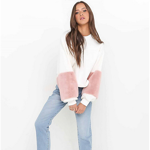 

Women's Basic Sweatshirt - Color Block White S