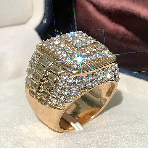 

Men's Ring Belle Ring AAA Cubic Zirconia 1pc Yellow Gold Plated Alloy Irregular Statement Luxury Party Evening Gift Jewelry Geometrical Wearable