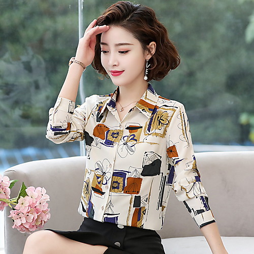 

Women's Daily Shirt - Geometric White