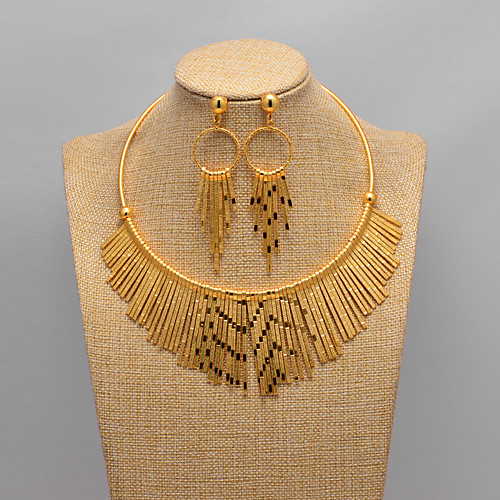 

Women's Jewelry Set Classic Tassel Trendy Ethnic Fashion Gold Plated Earrings Jewelry Gold For Christmas Wedding Gift Street Festival 1 set