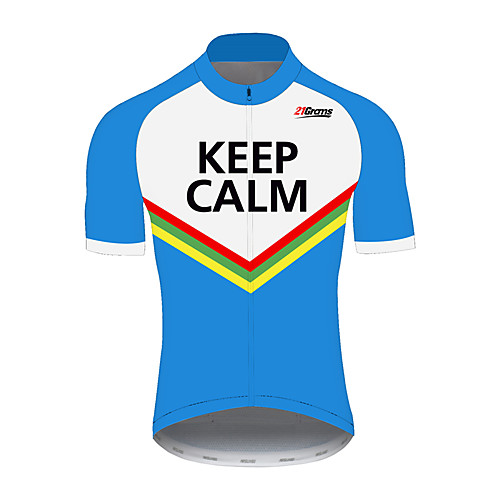 

21Grams Men's Short Sleeve Cycling Jersey Blue / White Stripes Bike Jersey Top Mountain Bike MTB Road Bike Cycling UV Resistant Breathable Quick Dry Sports Clothing Apparel / Stretchy / Race Fit