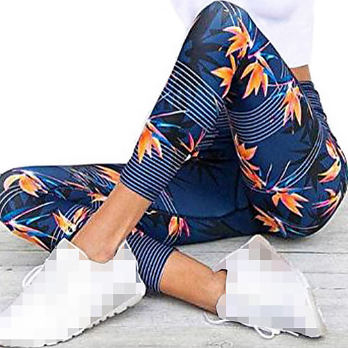 

Women's High Waist Leggings Running Tights Compression Pants Sports Winter Underwear Leggings Bottoms Running Fitness Jogging Moisture Wicking Butt Lift Tummy Control Floral Botanical Red Green Blue