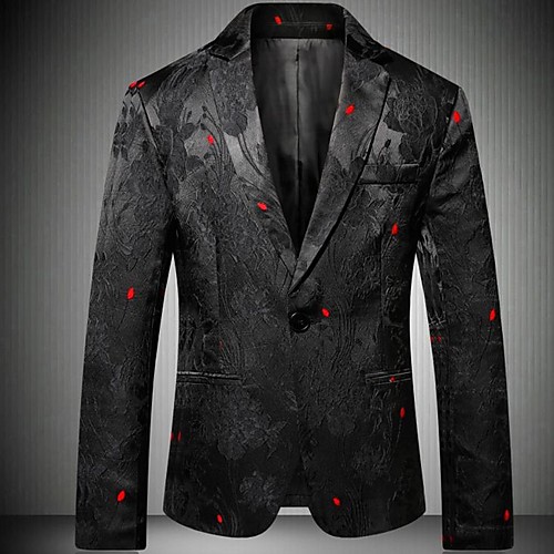 

Men's Blazer Notch Lapel Polyester Black