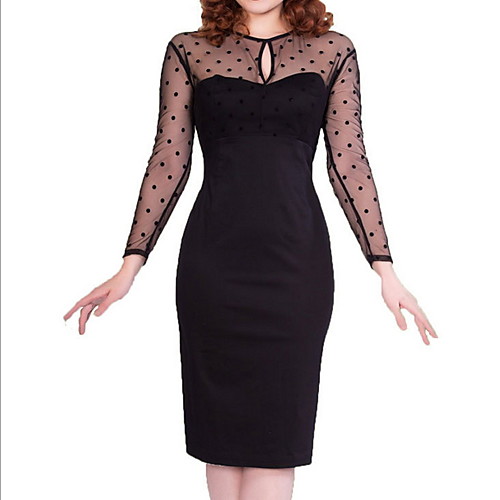 

Women's Black Dress Sheath Solid Color S M Slim