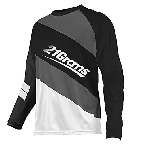 

21Grams Men's Long Sleeve Cycling Jersey Downhill Jersey Dirt Bike Jersey 100% Polyester Red / White Black / White Stripes Bike Jersey Top Mountain Bike MTB Road Bike Cycling UV Resistant Breathable