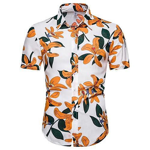 

Men's Daily Going out Basic / Exaggerated T-shirt - Floral / 3D Yellow