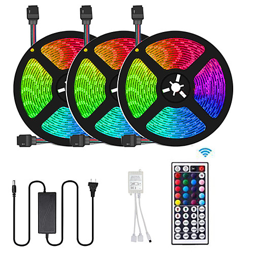 

3x5M Flexible Tiktok LED Strip Lights / Light Sets / RGB Strip Lights 450 LEDs SMD5050 10mm 1 44Keys Remote Controller / 1 x 10A power adapter 1 set Multi Color Cuttable / Decorative / Self-adhesive 1