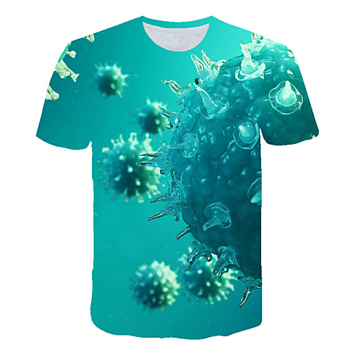

Men's Daily Sports Street chic / Exaggerated T-shirt - Color Block / 3D / Abstract Print Light Blue